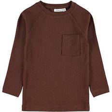 Lomme T-skjorter Name It Slim Fit Long Sleeved T-shirt - Brown/Rocky Road (13194955)