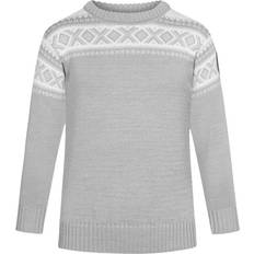 Gray Knitted Sweaters Dale of Norway Kid's Cortina Sweater - Light Charcoal/Offwhite
