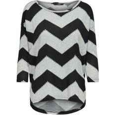 Only Elcos Printed 3/4 Sleeved Top - Grey/Light Grey Melange