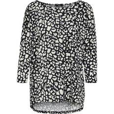 Only Elcos Printed 3/4 Sleeved Top - Black