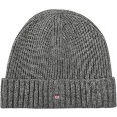 Bomull - Dame Luer Gant Wool Lined Beanie - Grey Melange