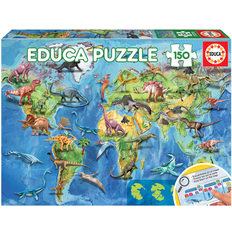 Educa World Map with Dinosaurs 150 Pieces