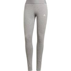 Baumwolle - Damen Leggings Adidas Women's Loungewear Essentials 3-Stripes Leggings - Medium Grey Heather/White