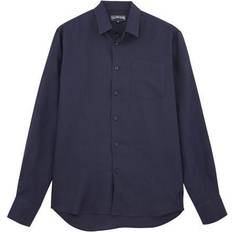 Linen Shirts - Men - XL Vilebrequin Linen Solid Shirt - Navy/Blue