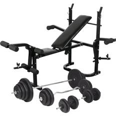 vidaXL Weight Bench Set with Weight Position Barbell and Dumbbells 120kg