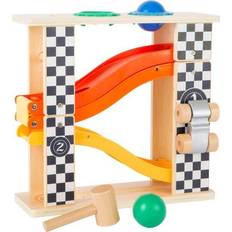 Small Foot 10601 Knock Marble Track Made of Wood in Rally Design with Two Different Coloured Hammer for Ball pounding