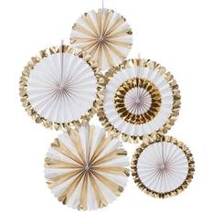 Ginger Ray Decor Fan White/Gold 5-pack