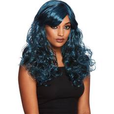 Smiffys Gothic Seductress Curly Wig Black & Blue