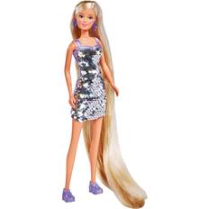 Barbies Dukker & dukkehus Steffi Love Simba XXL Hair 105733525 Doll in Sequin Dress with Rainbow Effect and Super Long Hair, Includes Hair Clips and Comb, 29 cm, for Children from 3 Years