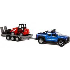 Kids Globe SUV with Trailer Excavator (Light Sound, Off-Road Vehicle with Pull Motor, Toy Made of Plastic, Doors can be Open) 510207, Multicoloured