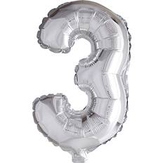 Creotime Foil Balloon, 3, H: 41 cm, silver, 1 pc