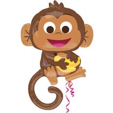 Tier- & Figurenballons Amscan 3457301 Happy Monkey Foil SuperShape Balloon 36"