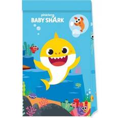 Bursdager Festprodukter Procos Generique Baby Shark Party Bags Children's Birthday Party Pack of 4 Colourful