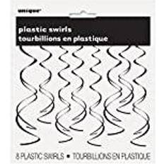 Virvler Unique Party 63280 66cm Plastic Hanging Swirl Black Party Decorations, Pack of 8