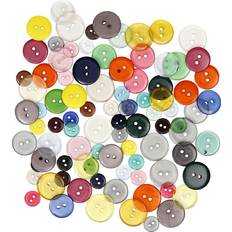 Button Mix, D: 12 18 20 mm, assorted colours, 100 pc/ 1 pack, 50 g