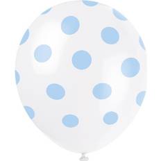Unique Party 12" Rubber Baby Blue Polka Dot Balloons, Pack Of 6 polka balloons dot party blue 6 spotty 12 Rubber baby helium quality pink
