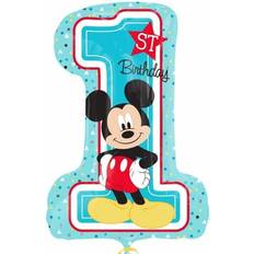 Amscan Anagram 3434301 Disney Mickey Mouse 1st Birthday Foil SuperShape Balloon 28 Inch, Blue, One Size
