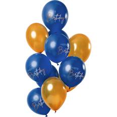 Folat Balloons Happy Birthday Luxe Blue Goud 30 cm Pack of 12