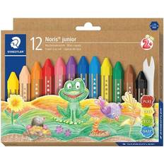 Staedtler 224 C12 Noris junior children's thick wax crayons, pack of 12 assorted colours in cardboard box