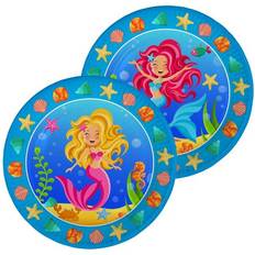 Folat 65210 Mermaid Disposable Plates 23 cm-8 Pieces, Multi-Colored