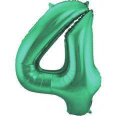 Folat 65914 Number 4 Metallic Mat Foil Balloon, Green