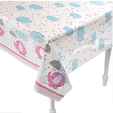Unique Party 41653 Plastic Pink Elephant Baby Shower Tablecloth, 7ft x 4.5ft