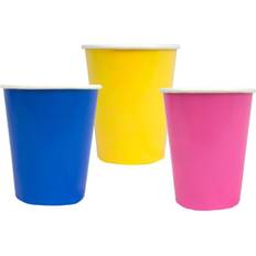 BakeCake Talking Tables Pack of 12 Quality Disposable Colourful Paper Cups Ideal for Kids Birthday Party Pink, Yellow, Blue, Green, ANIMALCUPS, 12 Count (Pack of 1)