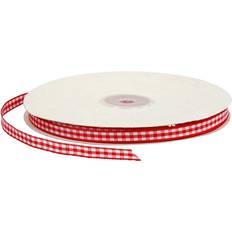 Checked Ribbon, W: 6 mm, red/white, 50 m/ 1 roll
