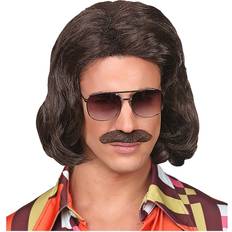 Widmann 46937 70s Wig with Moustache Brown