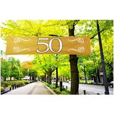 Folat 50th Birthday Anniversary Banner Gold 180x40 cm