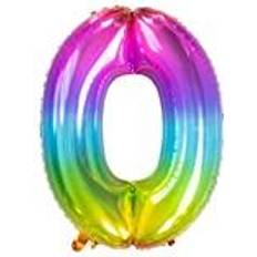 Folat 63240 Foil Balloon Yummy Gummy Rainbow Number 0-86 cm, Multi Colors, 86cm