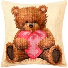 Vervaco Popcorn with Heart Cross Stitch Cushion, Multi-Colour