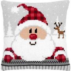 Vervaco Cross Stitch Kit: Cushion: Santa in a Plaid Hat, Acrylic, NA, 40 x 40cm