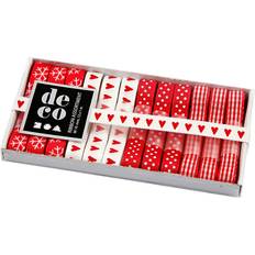 Decorative Ribbon, W: 10 mm, red/white harmony, 12x1 m/ 1 pack