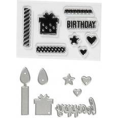 Wasserbasiert Modellierwerkzeuge Creativ Company Clear stamps and cutting dies, birthday, size 10-70 mm, 1 pack