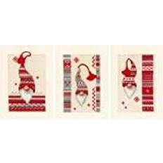 Vervaco Counted Cross Stitch Kit: Cards: Christmas Elf: Set of 3, COTTON, NA, 10.5 x 15cm