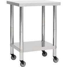 vidaXL Stainless Steel Silver Trolley Table 11.8x23.6"
