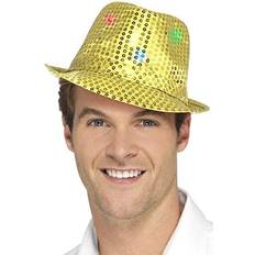 Smiffys Light Up Sequin Trilby Hat Gold
