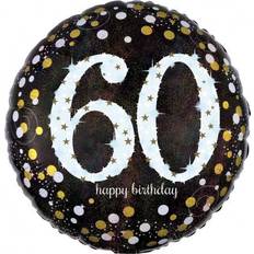 Amscan 10022919 60th Birthday Glittery Gold Standard Foil Balloons S40-1 Pc, Black
