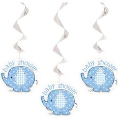 Unique Baby shower dekoration med tre spiral med ljusblå elefant