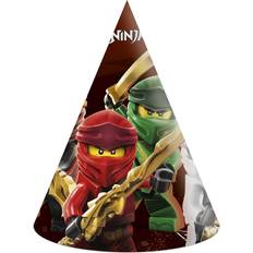 Fotoprops, Partyhatter & Ordensbånd Procos 10232193 Paper Hats Compostable Lego Ninjago, Dark Red and Green