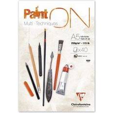 Vannbasert Papir Clairefontaine PaintOn Glued Pad A5 40 sheets 250gsm 96538C