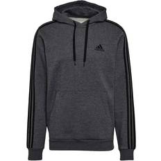 Adidas Essentials Fleece 3-Stripes Hoodie - Dark Grey Heather/Black