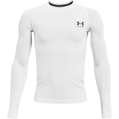 Base Layer Children's Clothing Under Armour Heat Gear Armour Long Sleeve Baselayer Kids - White/Black