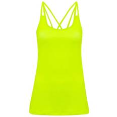 Tridri Laser Cut Spaghetti Strap Vest Women - Lightning Yellow