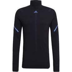 Herren - Wolle Basisschicht-Oberteile Adidas Primeknit Running Mid-Layer Men - Black Melange/Bold Blue