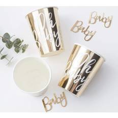 Ginger Ray Gold Foiled Oh Baby Shower Paper Party Cups 8 Pack, 8 Count (Pack of 1)
