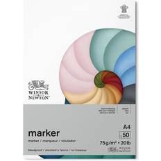 Winsor & Newton Bleedproof Marker Paper Pad for Alcohol and Pigment Markers, Drawing, Sketching, Colouring and Lettering, A4, 50 Sheets, White, Glue Bound, 70 gsm (75g/m²