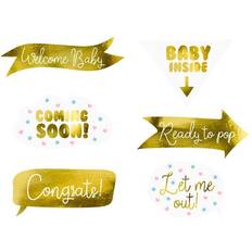 PartyDeco Foto Props Baby Shower Guld Metallic 6-pack