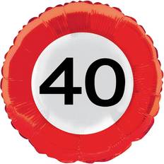 Folat 40th Birthday Traffic Sign Foil Balloon 46 cm